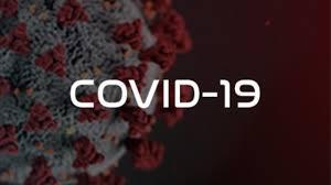 Illustration Coronaviren mit Schriftzug COVID-19